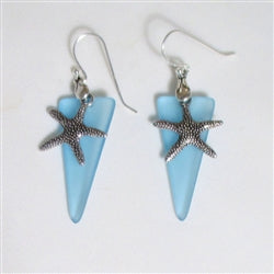 Buy turquoise sea glass earring pewter starfish charms