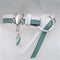 Teal & White Awareness Flat Leather Bracelet Buckle Style - VP's Jewelry 