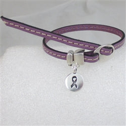 Orchid Awareness Narrow Flat Leather Bracelet Buckle Style - VP's Jewelry 