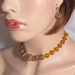 Amber Swirl Handmade Artisan Bead Necklace and Earrings - VP's Jewelry  