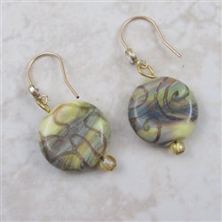 Cream Raku Handmade Bead and Gold Earrings - VP's Jewelry