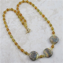 Raku Glimmer Scroll Handmade Artisan Bead Necklace - VP's Jewelry 
