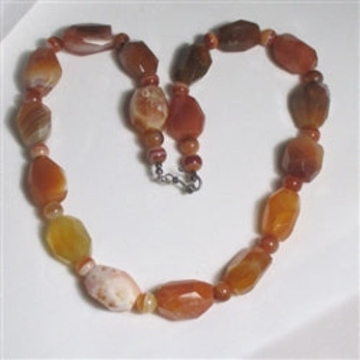 Big Bold African Agate Nugget Handmade Beaded Necklace - VP's Jewelry