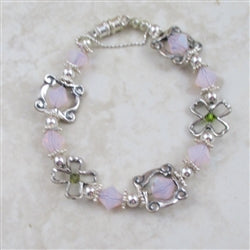 Framed Pink Crystal & handmade Bead Bracelet - VP's Jewelry