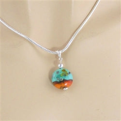 Handmade Artisan Glass Bead Lampwork Aqua Pendant Necklace - VP's Jewelry