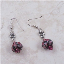 Rose and Black Glass Bead Earrings - VP's Jewelry