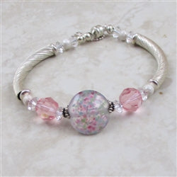 delicate pink & aqua bangle bracelet