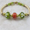 Gold Bangle Bracelet Artisan Handmade Olive & Melon Bead Accents - VP's Jewelry  