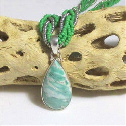 Vasonite Gemstone Pendant on Green Multi-strand Necklace - VP's Jewelry