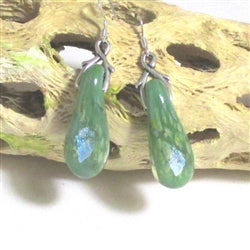 Green Handmade Dichroic Teardrop Earrings - VP's Jewelry
