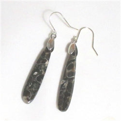 Gemstone drop earrings in turritella  fossil  gemstone