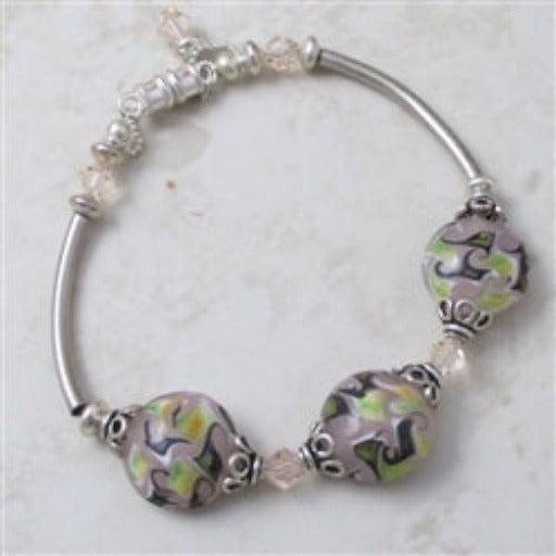 Pink Handmade Artisan Bead Bangle Bracelet - VP's Jewelry