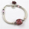 Silver Bangle Bracelet in Cherry and Cream Artisan Bead - VP's Jewelry