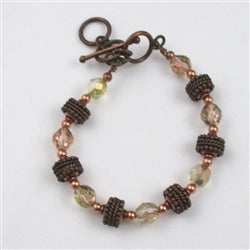 Copper and Fire Polished Czech Crystal Bracelet - VP's Jewelry