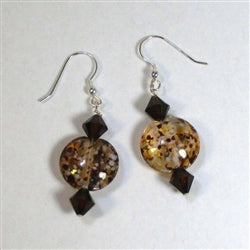 Clearly on Safari Brown Lampworkand Crystal Earrings - VP's Jewelry