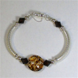 Clearly on Safari Artisan Bead & Silver Bangle Bracelet - VP's Jewelry