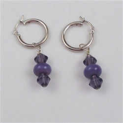 Handmade Lilac Bead Crystal Earrings - VP's Jewelry