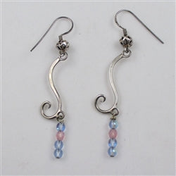 Pink and Blue Crystal Long Earrings Silver - VP's Jewelry