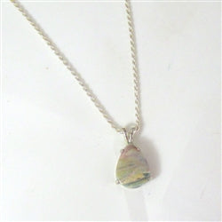 Ocean Wave Jasper Gemstone Pendant on Silver Chain neckllace - VP's Jewelry