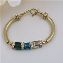 Handmade Gold Bangle Bracelet with Crystal Cubes - VP's Jewelry