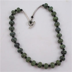 Green and Black Artisan Handmade Lampwork Bead Necklace - VP's Jewelry  