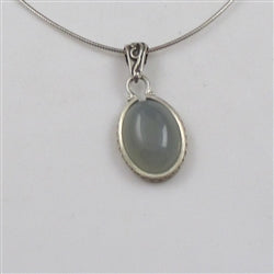 Blue Chalcedony Cabochon Pendant Necklace - VP's Jewelry