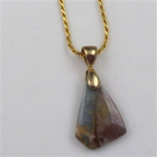 Blue Hichoryite Gemstone Pendant On gold Chain Necklace - VP's Jewelry