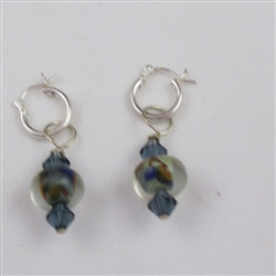 Montana Laturn Blue Artisan Glass Bead Hoop Earrings - VP's Jewelry