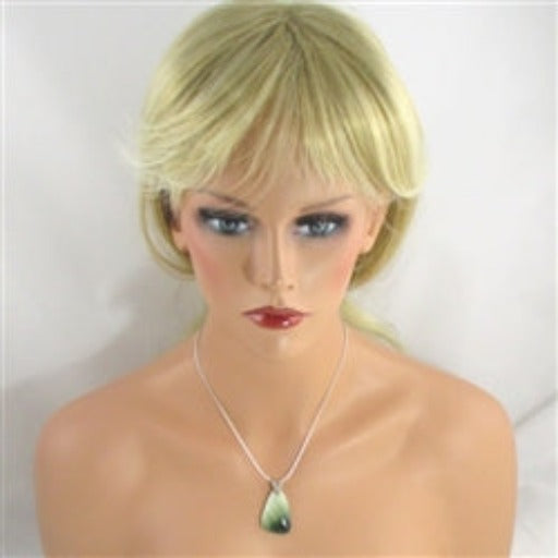 Pendant Necklace Green Jasper Gemstone Pendant Silver Chain - VP's Jewelry