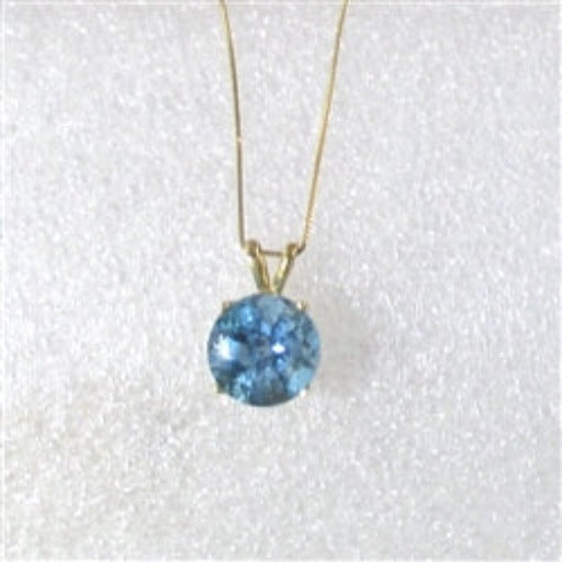 Gemstone Pendant Necklace London Blue Topaz on Gold Chain - VP's Jewelry