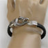 Black Braided Leather Snake Clasp Bracelet For A Man - VP's Jewelry