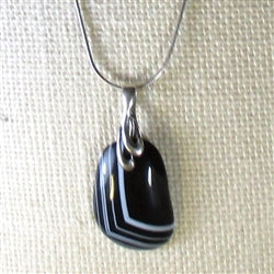 Black & White Agate Designer Cut Gemstone Pendant Necklace - VP's Jewelry