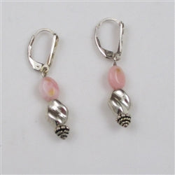 Pretty pink opal & silver earrings