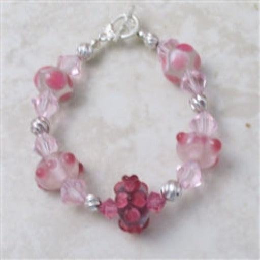Pink Handmade Glass Beaded Bracelet Child's - VP's Jewelry