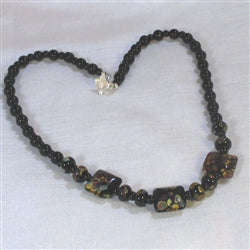 Black Handmade Artisan Raku Pillow & Black Onyx Bead Necklace - VP's Jewelry  