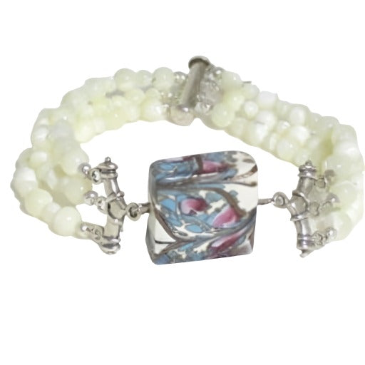 Mother of Pearl and Handmade Venetian Glass Bracelet - VP's Jewelry