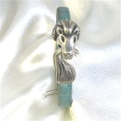 Mens Teal Leather Bracelet Lion Clasp - VP's Jewelry