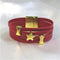 Red Leather Cuff Bracelet Gold Star - VP's Jewelry