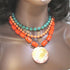 Amazonite Statement Multi Strand Necklace with Big Copper Pendant - VP's Jewelry