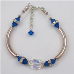 Royal Blue Crystal & Noodle Bracelet - VP's Jewelry