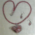 Pink Glass Heart Pendant On Pink Gemstone Necklace & Earrings - VP's Jewelry