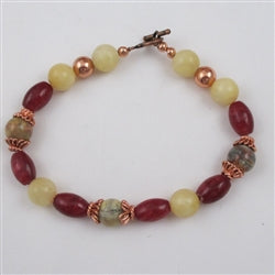 Crazy lace agate and copper gemstone bracelet