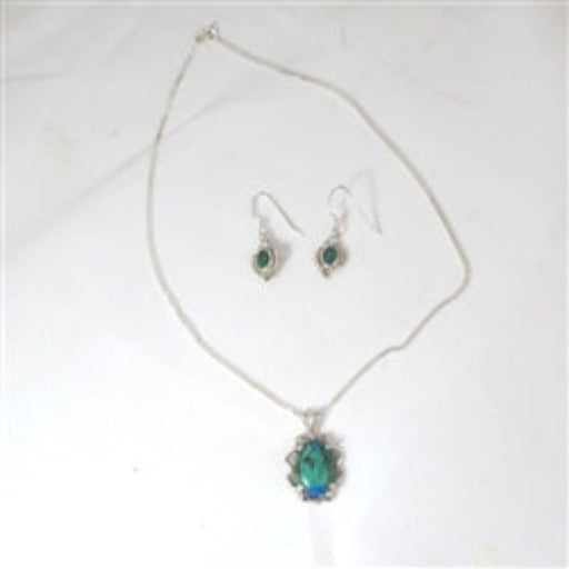 Chrysocolla Gemstone Pendant Necklace and Earrings - VP's Jewelry