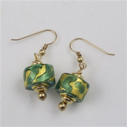 Green and Gold Artisan Bead Earrings - VP's Jewelry  
