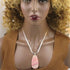 Pink Rhodonite Gemstone Pendant on Silver Chain Necklace - VP's Jewelry