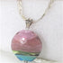 Handmade Pink Bead Medallion On Silver Chain Necklace