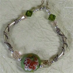 Bangle Bracelet with Lime Green Lampwork Bead - VP's Jewelry  