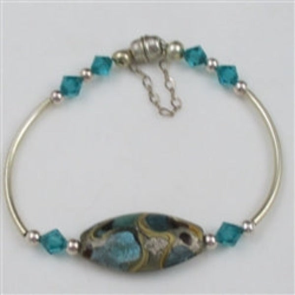 Pacific Blue & Silver Bangle Bracelet - VP's Jewelry