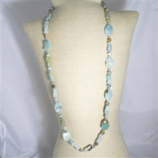 Large Bead Amazonite Big Bold Long Necklace - VP's Jewelry