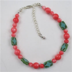 Pretty bright pink coral anklet for the summertime